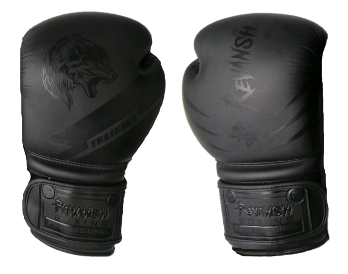 Боксерские перчатки, WOLF, кожа зам. Черный
