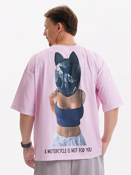 Футболка PUNCHER Motorcycle розовая