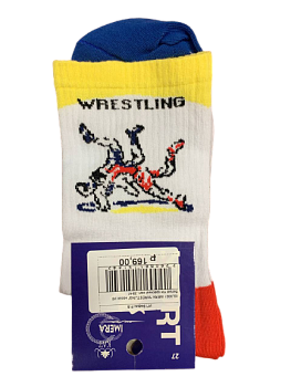 ISL0166 IMERA "WRESTLING" носки х\б белые п\н красный жел.
