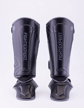 Защита голень-стопа FIGHTEXPERT Sparring (кожзаменитель, Черный)