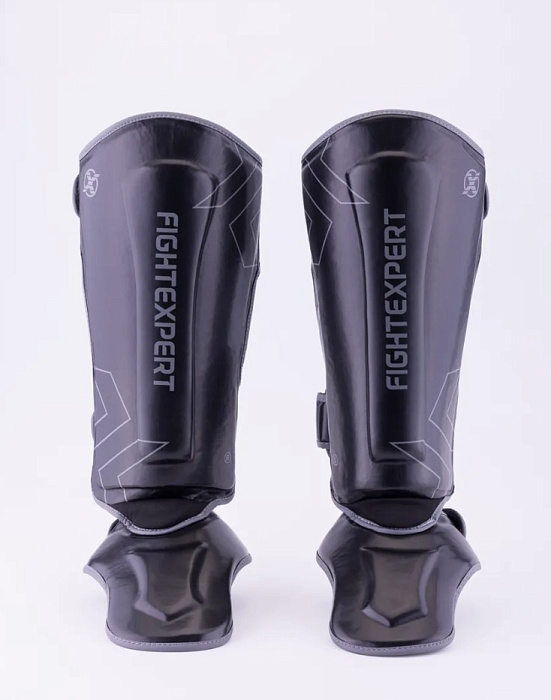 Защита голень-стопа FIGHTEXPERT Sparring (кожзаменитель, Черный)