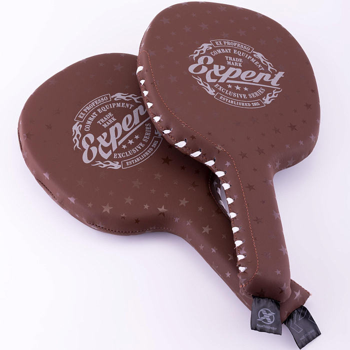 Тренировочные боксерские ракетки FIGHTEXPERT Vintage Fusion (кожа Vegan100%, Коричневый)