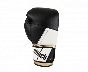 C185 Перчатки боксерские Clinch Pro NF черно-бело-золотые