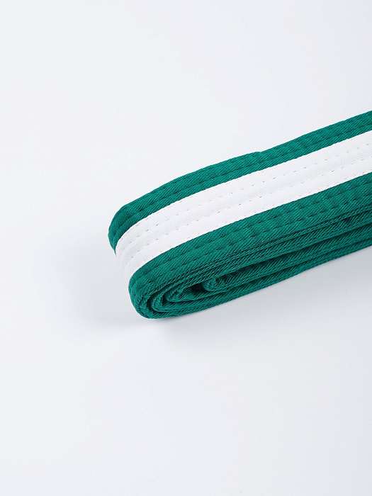 Пояс для единоборств детский MANTO BJJ TAG (зеленый с белой полосой)