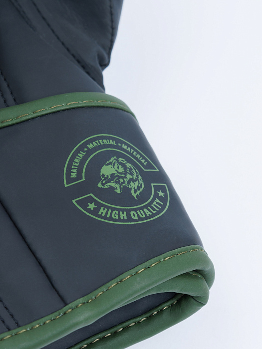 Боксерские перчатки, WOLF, кожа зам. Черно-хаки