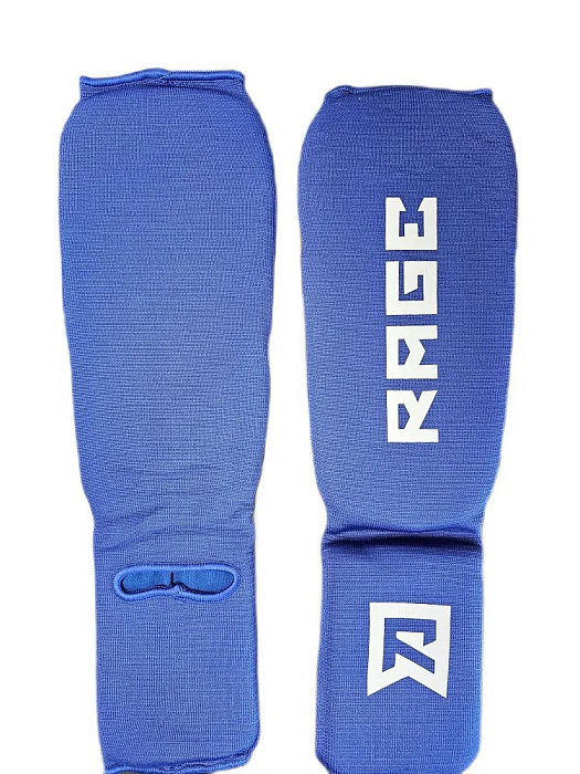 Защита голень-стопа Rage синий с белым эласт. ткань