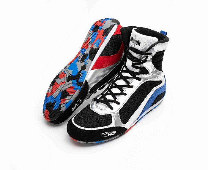 C416 Боксерки Clinch Olimp LE 2.0 черно-серебристо-сине-красные NEW