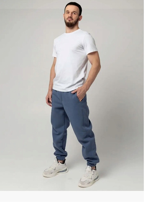 Штаны спортивные с начесом - PUNCHER 5531 индиго-серый