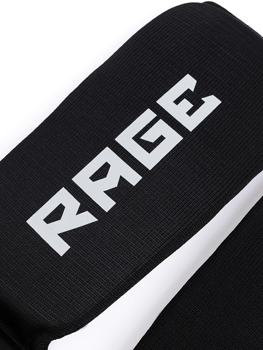 Защита голень-стопа Rage черный с белым эласт. ткань