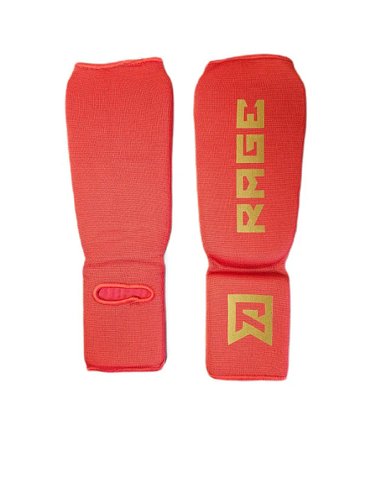 Защита голень-стопа Rage красный с золотым эласт. ткань