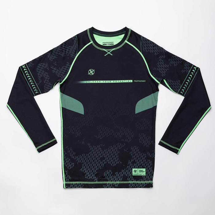 Рашгард с коротким рукавом FIGHTEXPERT COMBAT Black / Green