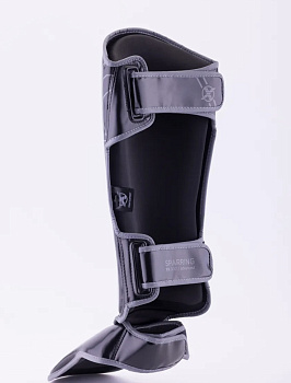 Защита голень-стопа FIGHTEXPERT Sparring (кожзаменитель, Черный)