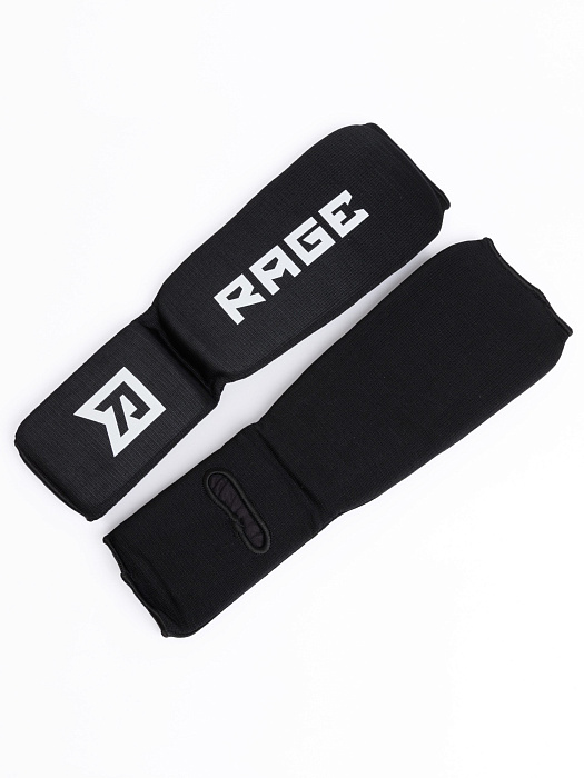 Защита голень-стопа Rage черный с белым эласт. ткань