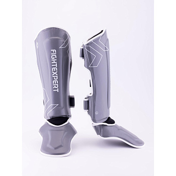 Защита голень-стопа FIGHTEXPERT Sparring (кожзаменитель, Серый)