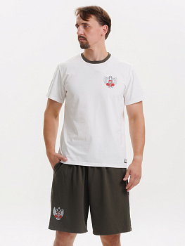 Комплект Футболка+Шорты ФБ России (пломбир-хаки)