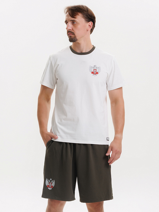 Комплект Футболка+Шорты ФБ России (пломбир-хаки)