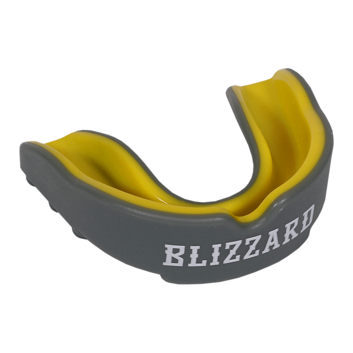 Защита рта (капа) FLAMMA - BLIZZARD GRAY с футляром (гель+резина, взрослый, Серый/желтый) 