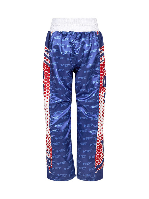 KBT-4058k Детские брюки для кикбоксинга WAKO Approved синие