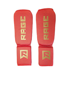 Защита голень-стопа Rage красный с золотым эласт. ткань