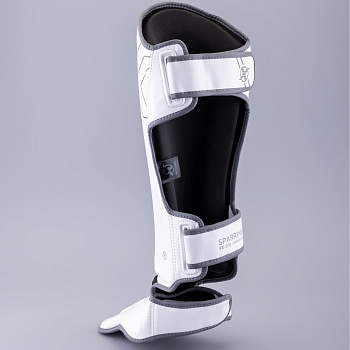 Защита голень-стопа FIGHTEXPERT Sparring (кожзаменитель, Белый)