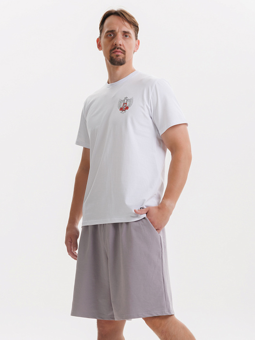 Комплект Футболка+Шорты ФБ России (белый-серый)